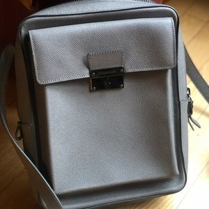 Burberry Grey Leather Messenger Bag